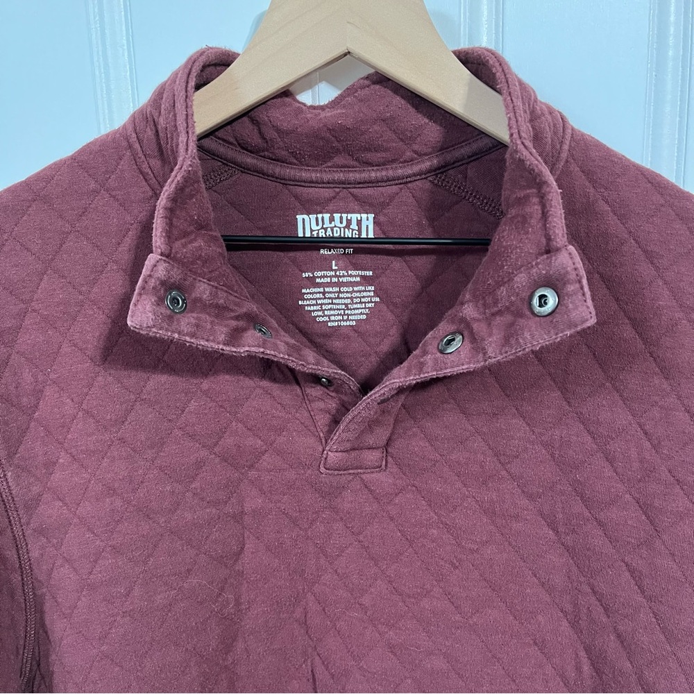 Duluth Trading Co Men's Burgundy Powderhorn 1/4 Snap Mock Pullover Mens L